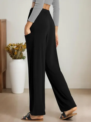 Miniatura 2 de QIANXIZHAN - Pantalones harem para mujer, pantalones palazzo hippie, joggers bohemios con bolsillos, ropa de yoga