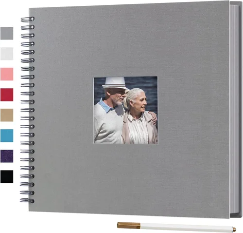 Miniatura 12 de Álbum de fotos para scrapbook DIY de 10 x 10 pulgadas con cubierta de diseño de ventana, 80 páginas, libro de recuerdos de papel para manualidades