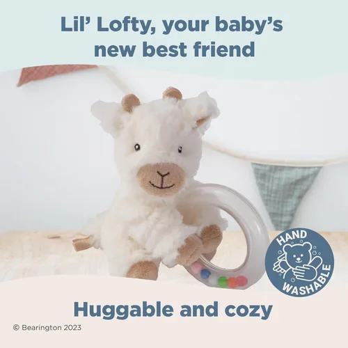 Miniatura 5 de Bearington Lil' Lofty - Sonajero de jirafa de 5.5 pulgadas, sonajeros suaves para 0 a 6 meses y anillo de jirafa de peluche, juguetes para bebés