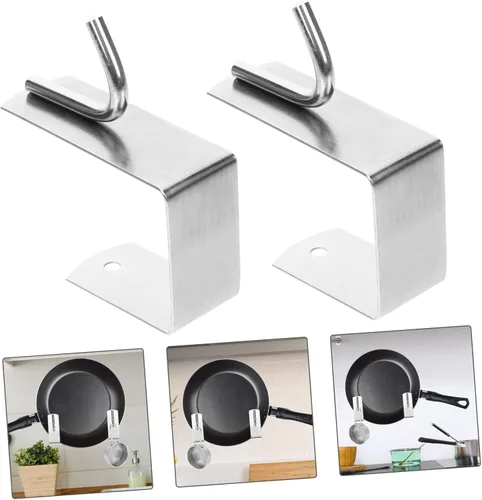 Miniatura 5 de Housoutil Organizador moderno de montaje en tapa de olla para cocina pequeña, gancho de metal, 2 piezas, superficie lisa