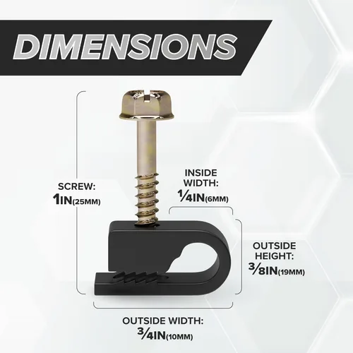 Miniatura 7 de THE CIMPLE CO Clips de cable individuales con tornillos, abrazaderas de cable coaxial de 1/4 de pulgada para exteriores, gestión de cables