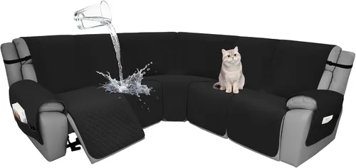 Miniatura 86 de Fundas de terciopelo 10% impermeables para sofá modular reclinable en forma de L, 1 pieza, fundas acolchadas para sofá reclinable esquinero, juego