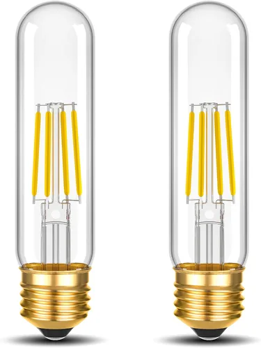 Miniatura 9 de ToBeGreat Bombilla LED T10 equivalente a 4 W, equivalente a 40 W, 2200 K ámbar blanco cálido, bombilla de filamento Edison tubular E26, luz de tubo