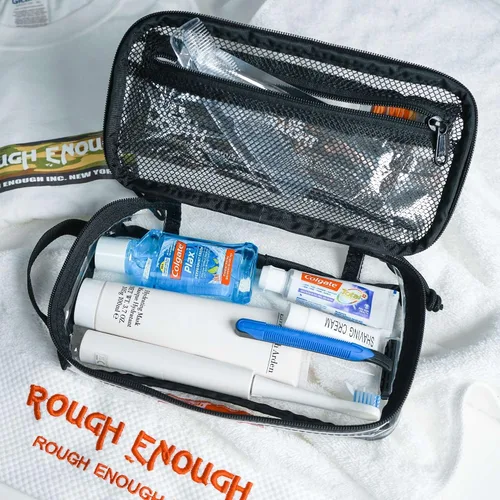 Miniatura 2 de Rough Enough Clear Neceser Aprobado por la TSA Bolsa de Maquillaje Transparente Conjunto de Bolsa de Maquillaje, Gris, Neceser transparente Rough