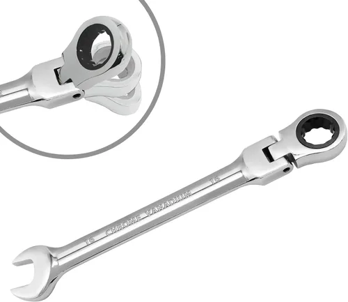 Miniatura 8 de Llave de trinquete de cabeza flexible de 15 mm, llave combinada de acero al cromo vanadio de 12 puntas con engranaje de trinquete de 72 dientes