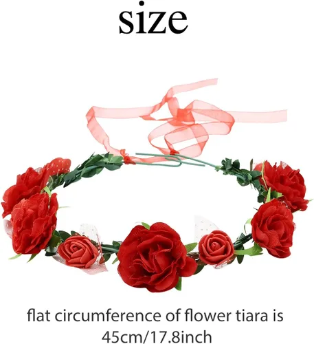 Miniatura 6 de Lawie Paquete de 10 coronas bohemias de girasol, margaritas, rosas, coronas de hojas florales con cinta de halo, diademas para el cabello, diadema