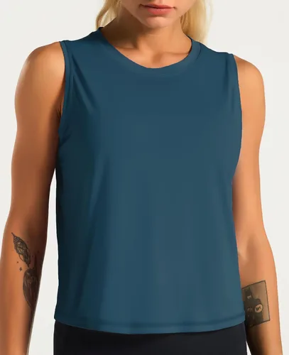 Miniatura 3 de Dragon Fit Tops de Entrenamiento sin Mangas de Seda de Hielo para Mujeres Camiseta de Yoga Recortada para Correr Gimnasio Verano