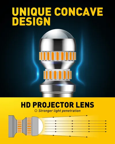 Miniatura 4 de AUXITO 1156 - Focos LED amarillo ámbar 400% súper brillante 7506 BA15S P21W con proyector para focos LED de señal de giro delantero trasero, foco
