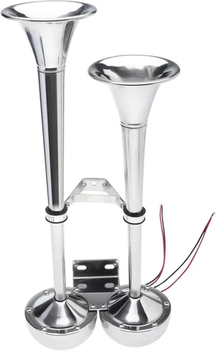 Miniatura 6 de NovelBee Bocina de trompeta doble de acero inoxidable de 12 V, bocina eléctrica de barco marino de 125 db para barco, camión, remolque RV