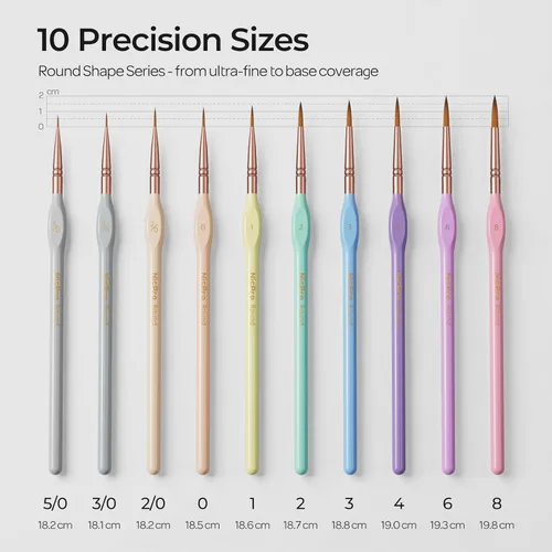 Miniatura 5 de Nicpro Juego de 10 piezas de pinceles de pintura con detalles microfinos, juego de pinceles pequeños estéticos en colores pastel de punta fina