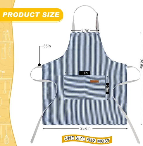 Miniatura 2 de Handepo 4 Piezas Delantales de Cocina con Bolsillos Delantales Ajustables Impermeables para Hornear para Mujeres Hombres Chef BBQ Regalo de Navidad