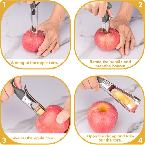 Miniatura 7 de Herramienta descorazonadora de manzana de alta calidad, con acero inoxidable ultraafilado con cuchillas dentadas para un deshuesado sin esfuerzo