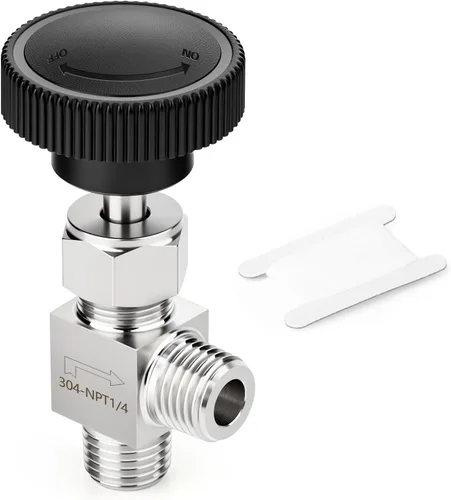 Miniatura 29 de TAISHER 1 pieza Válvula de aguja recta de acero inoxidable 304 1/2" NPT macho x 1/2" NPT hembra para control de flujo de agua, gas, aceite con rosca
