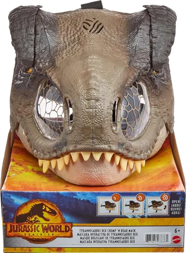 Miniatura 6 de Máscara Mattel Jurassic World Dominion Chomp N Roar de Dinosaurio, Máscara de Tiranosaurio Rex de Juego de Rol de Dinosaurio y Accesorio de Disfraz