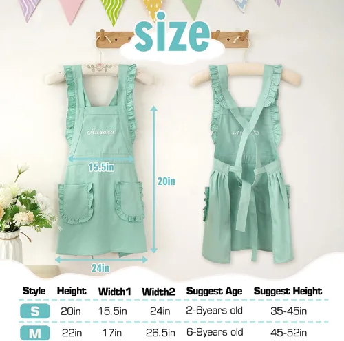 Miniatura 2 de MT WORLD Delantal para Niñas Pequeñas Delantales de Chef Personalizados para Niños con Nombre Delantales con Volantes para Niñas Pequeñas Vestido