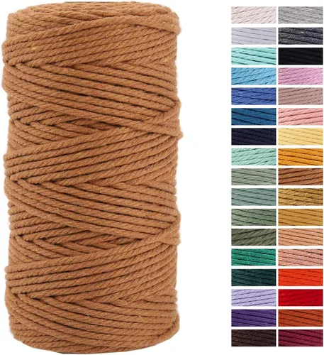 Miniatura 86 de Cuerda de Macramé Gris Claro 3mm x 109 Yardas, Cuerda de Algodón de Colores Cuerda para Manualidades Cuerda de Algodón Colorida para Colgar