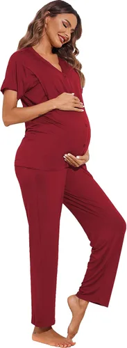 Miniatura 3 de Ekouaer Conjunto de pijama de maternidad para mujer conjunto de pijama de doble capa con bolsillos