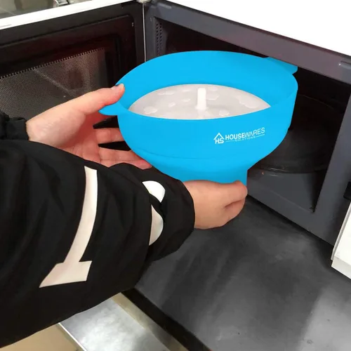 Miniatura 2 de BRENSTEN - Tazón plegable de silicona para palomitas de maíz con aire caliente para microondas con tapa y asas - Aqua Aguamarina