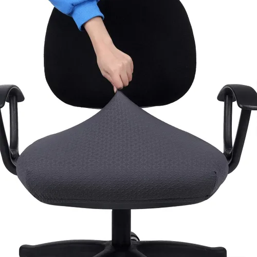 Miniatura 5 de Smiry - Fundas de asiento elásticas para silla de oficina con estampado jacquard, desmontables, lavables, antipolvo, para silla de escritorio, Gris