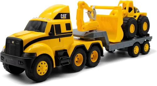 Miniatura 4 de CAT Juguetes de construcción, CAT Construction Heavy Mover, semi camión y remolque con minicargadora de ruedas, luces y sonidos, a partir de 3 años
