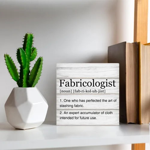 Miniatura 6 de Dumyum Caja de Signo de Madera Definición de Fabricologist Regalos para Amantes de la Costura Dumyum Signo Decorativo de Madera para Escritorio
