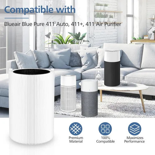 Miniatura 2 de Filtros de repuesto Blue Pure 411 compatibles con Blueair Blue Pure 411 genuino, 411+, 411 Auto y MINI Purificador de aire, incluyen 2 de partículas