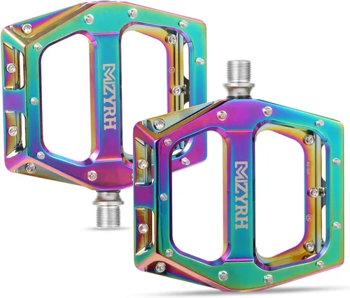 Miniatura 9 de MZYRH Pedales de bicicleta de carretera/montaña Pedales MTB Pedales de bicicleta de aleación de aluminio 9/16 "rodamiento sellado plataforma ligera