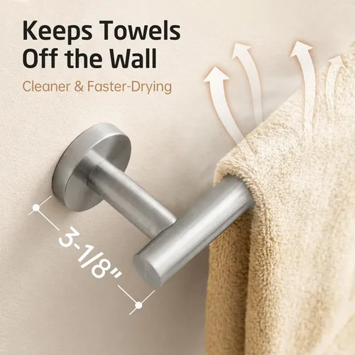 Miniatura 8 de KES Toallero para baños de 21.3 pulgadas, toallero SUS304 de acero inoxidable para montaje en pared, acabado cepillado, longitud total de 23.6