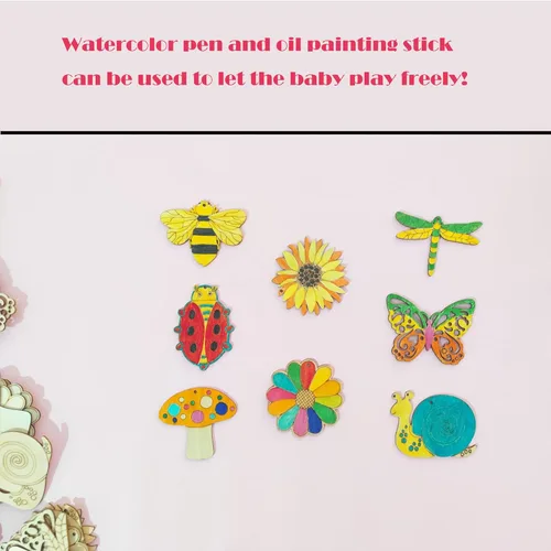 Miniatura 3 de 48 piezas de recortes de insectos de madera sin terminar con agujero para cabestrillo, manualidades de pintura en blanco de madera de mariposa