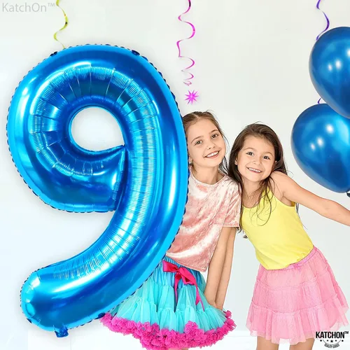 Miniatura 6 de KatchOn, Globo azul del número 9 de 50 pulgadas Globos azules del número 9 para cumpleaños Globos de 9º cumpleaños para decoraciones