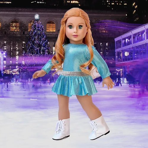 Miniatura 3 de Super Skater - Ropa para muñecas de 18 pulgadas, 2 trajes completos de patinaje sobre hielo, 5 piezas, leotardo, falda, pantalones, chaqueta y 1 par