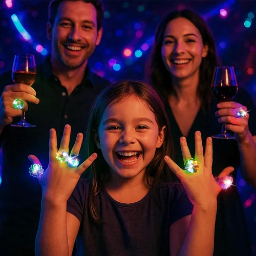 Miniatura 6 de LovesTown 24 anillos iluminados, recuerdos de fiesta para niños, 6 estilos que brillan en la oscuridad, suministros de fiesta para bolsas