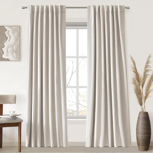 Miniatura 47 de UHITECH Cortinas cortas de lino de 24 pulgadas de largo para ventanas pequeñas de granja, cortinas opacas modernas para sala de estar, pestañas