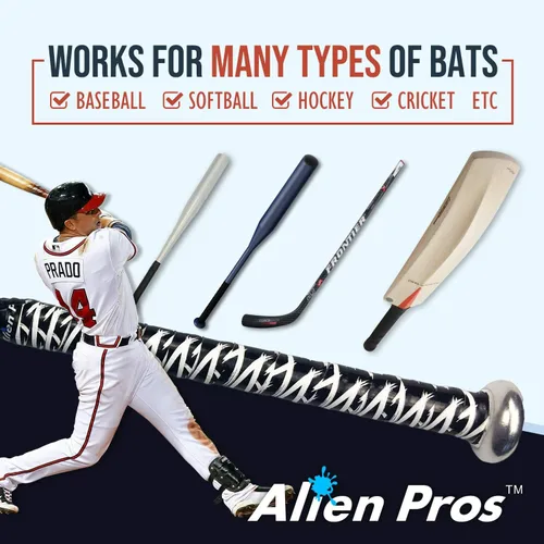 Miniatura 6 de ALIEN PROS Cinta de agarre de bate para béisbol de 0.020 in (paquete de 2) – Cinta de bate precortada y de calidad profesional – Envuelve tu bate