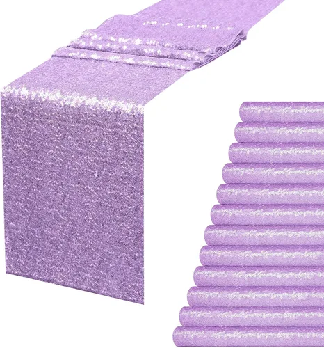 Miniatura 23 de Camino de mesa de lentejuelas negras de 12 x 72 pulgadas, paquete de 6 caminos de mesa con purpurina para decoración de fiestas, baby shower