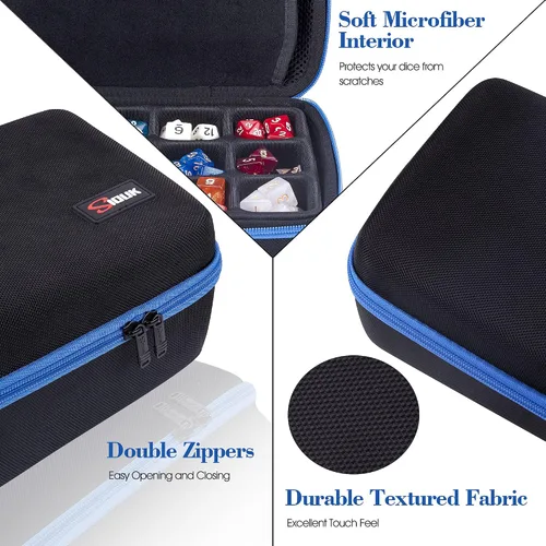 Miniatura 4 de SIQUK Estuche de Almacenamiento de Dados de Gran Capacidad Caja de Dados con Bandeja Ranurada Extraíble Doble y Asa, Organizador Soporte de Dados