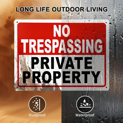 Miniatura 7 de 2 paquetes de señales de no trespassing de propiedad privada – 10x7 pulgadas de aluminio libre de óxido, impreso con UV, recubrimiento reflectante
