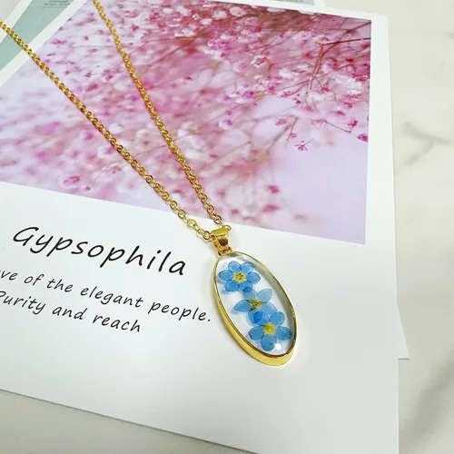 Miniatura 3 de Collar Forget Me Not – Collares de flores prensadas hechas a mano – Flores Forget-Me-Not que simbolizan el verdadero amor y respeto – Gran regalo