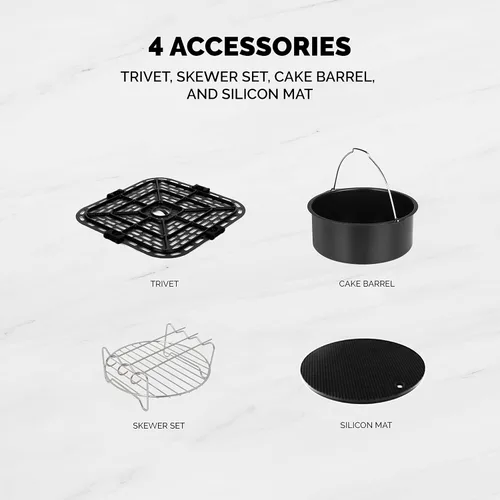 Miniatura 9 de Kalorik MAXX® Freidora de aire digital 7 en 1 de 4 cuartos de galón, pantalla LED, 21 presets inteligentes, 4 accesorios, libro de recetas, 1600 W