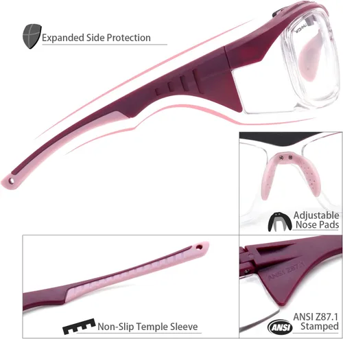 Miniatura 4 de UKNOW Anteojos de seguridad antiniebla, protección ocular con lentes transparentes de protección UV y protectores laterales, ANSI Z87.1