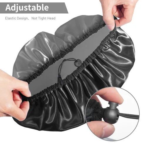 Miniatura 3 de Auban Gorro de ducha para mujer, ajustable, reutilizable, extragrande, gorro de baño impermeable de doble capa, exterior impermeable, forro de EVA