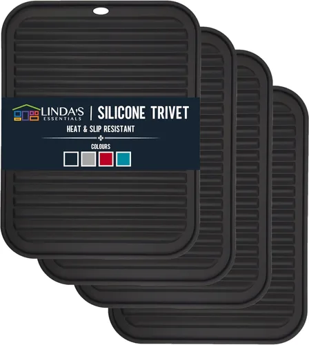 Salvamanteles de silicona para platos calientes, ollas, sartenes (paquete de 4) – Soportes de ollas resistentes al calor para alfombrillas de 4