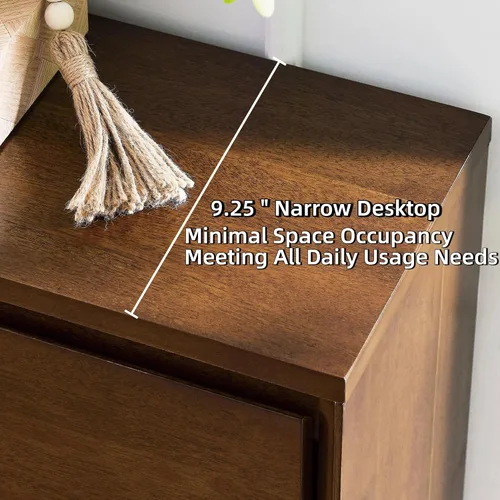 Miniatura 7 de LKTART Aparador de buffet moderno de mediados de siglo, aparador estrecho de nogal, armario de almacenamiento de madera Credenza con 2 puertas