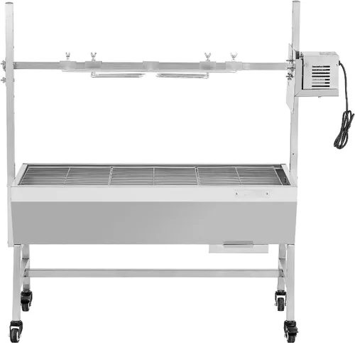 Miniatura 9 de VEVOR Parrilla asadora, asador de cerdo y cordero al aire libre de 37 pulgadas, asador de asador de carbón con capacidad de 132 libras, ruedas