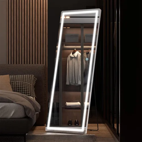 Miniatura 6 de Hasipu Espejo de longitud completa con luces, espejo de pie LED de 65 x 22 pulgadas, espejo de cuerpo completo para vestirse, espejo montado