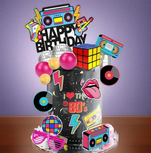 Miniatura 2 de Decoración retro para tartas de los años 80 y 90, decoración de bola de discoteca de hip hop, decoración de fiesta de cumpleaños
