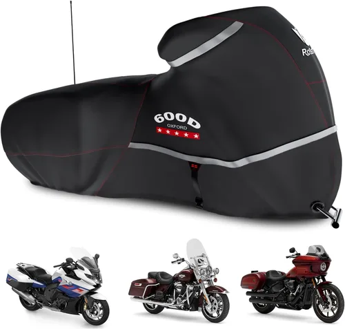 Miniatura 18 de Funda para motocicleta 600D resistente para todas las estaciones, universal, impermeable, protección solar al aire libre, duradera, reflectante Negro