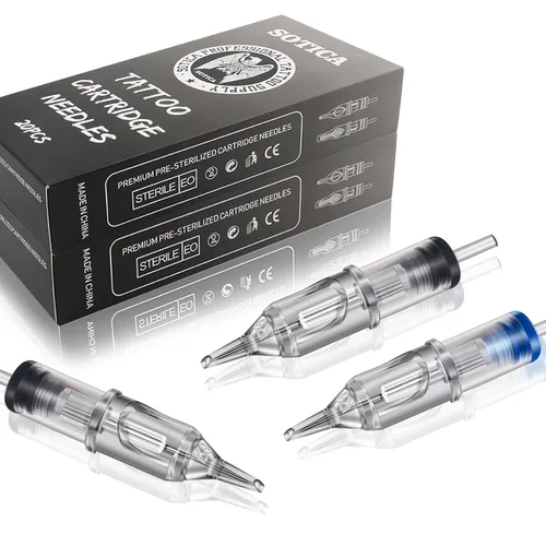 60 agujas de cartucho de tatuaje, agujas de tatuaje New Revolution Tamaño mixto 1203RS 1205RS 1207RL Agujas de revestimiento redondo Shader Liner