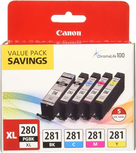 Miniatura 2 de Canon PGI-280XL/CLI-281 Paquete de 5 colores compatibles con TR8520, TR7520, TS9120, TS8120 Series, TS6120 Series y CanonInk papel fotográfico
