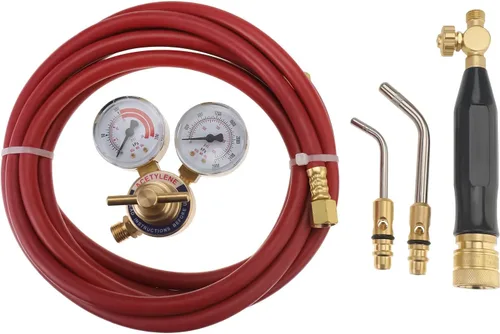 Kit de acetileno de aire de 5 piezas, kit de soplete, incluye 1 regulador de acetileno CGA 200 soldador de gas de soldadura, manguera estándar y